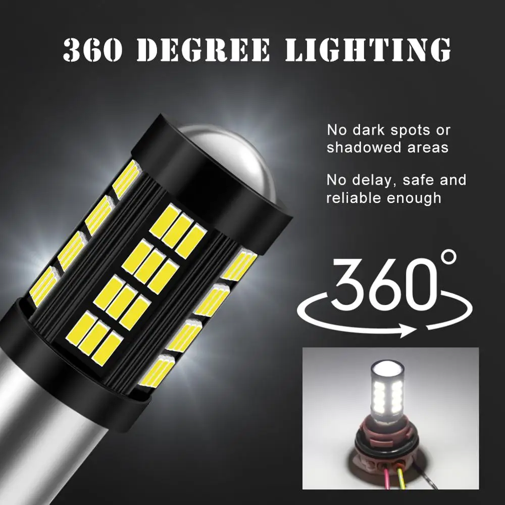 2 шт. 360 освещение светодиодный 1156 BA15S BAU15S P21W PY21W 1157 BAY15D P21/5 Вт светодиодные лампы 4014 автомобильные светодиоды с