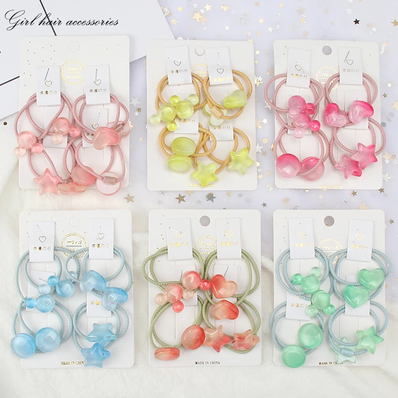 

8 Pieces Cute Elasticity Rubber Band Hair Bands Girls Stars Sweet Hair Rope Headdress kids Simple Hair Accessories Wholesale