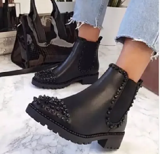 

thick women's boots fashion 2020 new foreign and large size nail anti wolf short boots women's 43