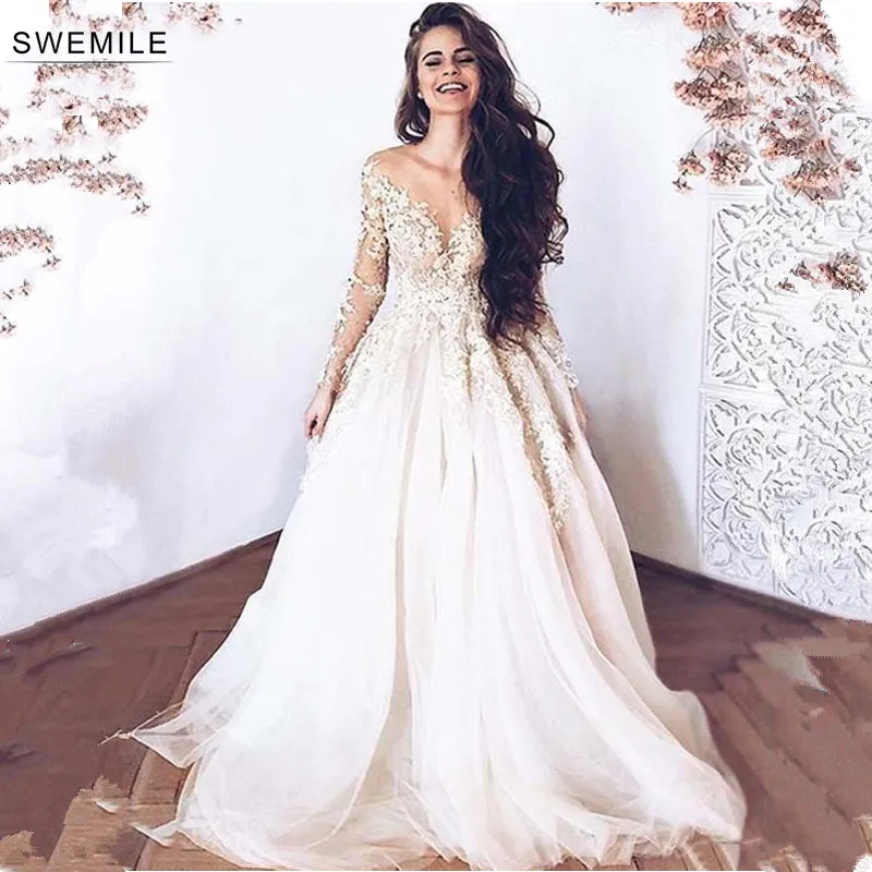 Женское кружевное платье с длинным рукавом привлекательное ТРАПЕЦИЕВИДНОЕ