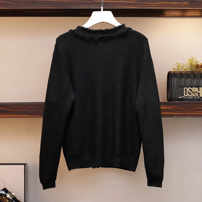 Женский элегантный Трикотажный костюм с кисточками осень 2020 кардиган топ и юбка