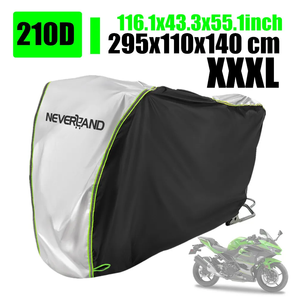 

210D Motorcycles Cover Waterproof XL 295cm Heavy Duty All Season Full Cover Dirt Bike Scooter Motors Protector For Kawasaki