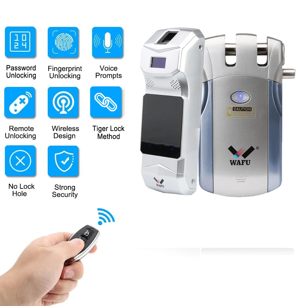 Беспроводной дверной замок WAFU 018B с защитой от кражи невидимый Электрический