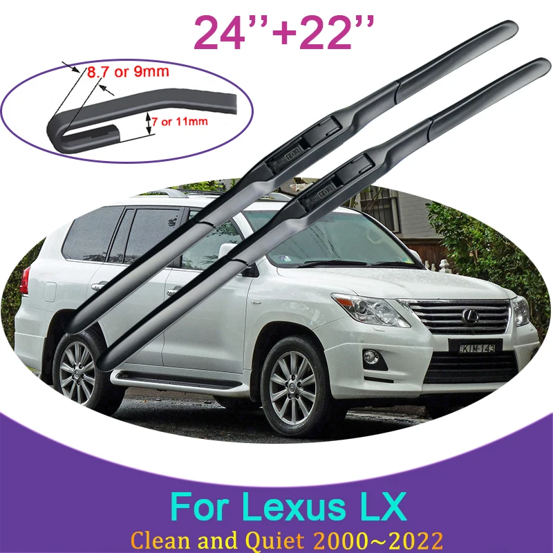 

for Lexus LX 470 570 LX470 LX570 J201 J80 J300 2000~2022 Durable Rubber Wiper Blades Front Windshield Brushes Car Accessories