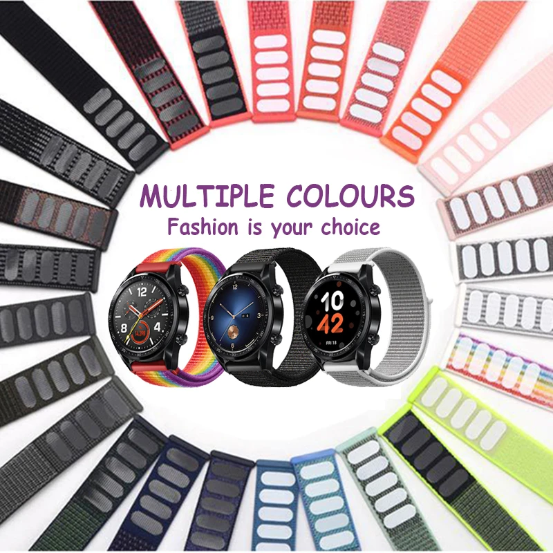 20мм 22мм спортивный нейлоновый ремешок с ремешком для часов Huawei GT / GT2 быстрый