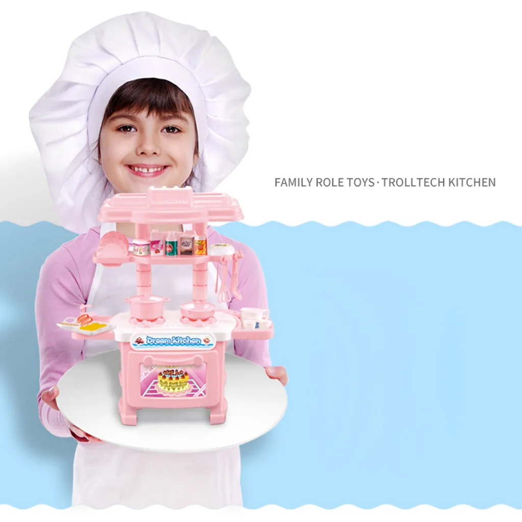 Children's mini Educational Kitchen Toys Pink Household Appliances Children Play For Kids Girls Toy Dropshipping M0731 | Игрушки и