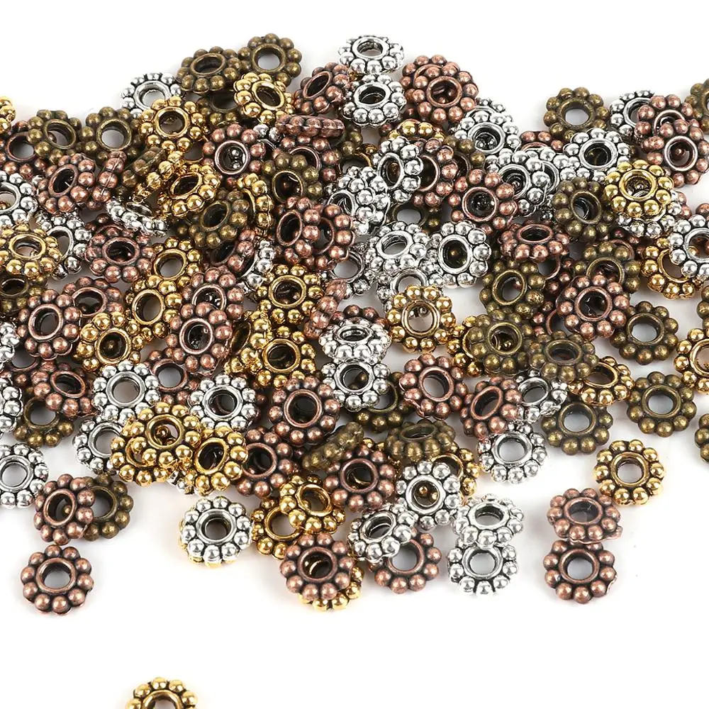 Круглые бусины стразы из цинкового сплава 50 шт. 6 х2 мм фурнитура для изготовления