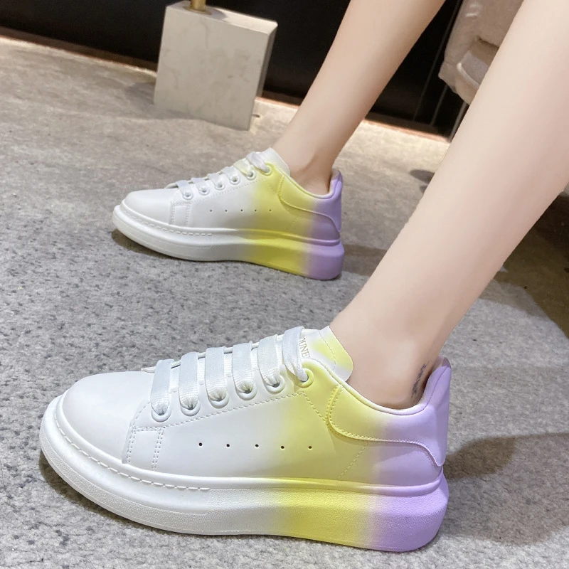

Rainbow Gradient Casual Womens Shoes Comfortable Flat Shoes,Ladies Platform Shoes Fashion Sneakers Women