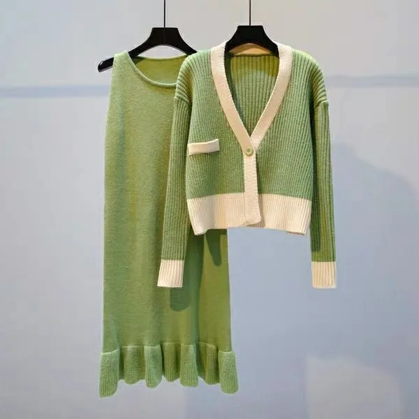 Женское платье комплект из двух предметов Новая 2019 осень зима без рукавов