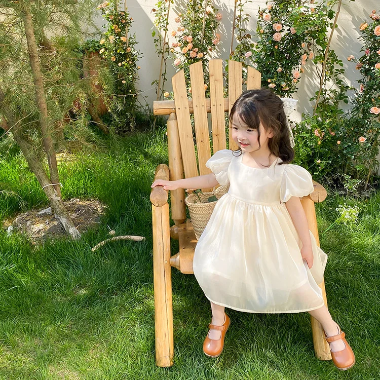 

Летнее модное платье маленькой принцессы из вуали вечерние с пышными рукавами на спине с красным бантом шикарные крутые платья принцессы