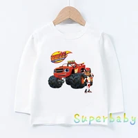 blaze and the monster machines cartoon print kids funny t shirts girls clothes cool baby boys long sleeve t shirt children tops