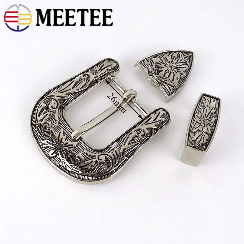 Meetee 1 комплект (3 шт.) 26 мм пряжка для ремня винтажный узор пряжки из сплава женщин и