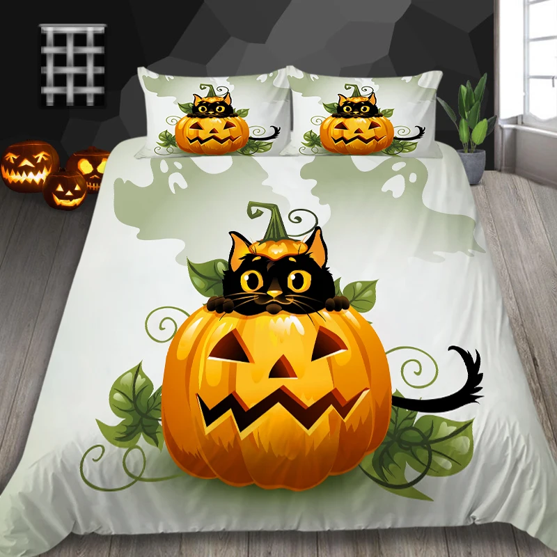 

3D Bedding Set Duvet Cover Comforter Covers Pumpkin Lantern Printed King Queen Full Double Room Decoration