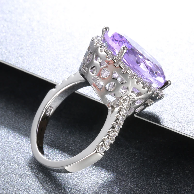 

Wong Rain Vintage 100% 925 Sterling Silver Amethyst Gemstone Wedding Engagement Party White Gold Ring Fine Jewelry Wholesale