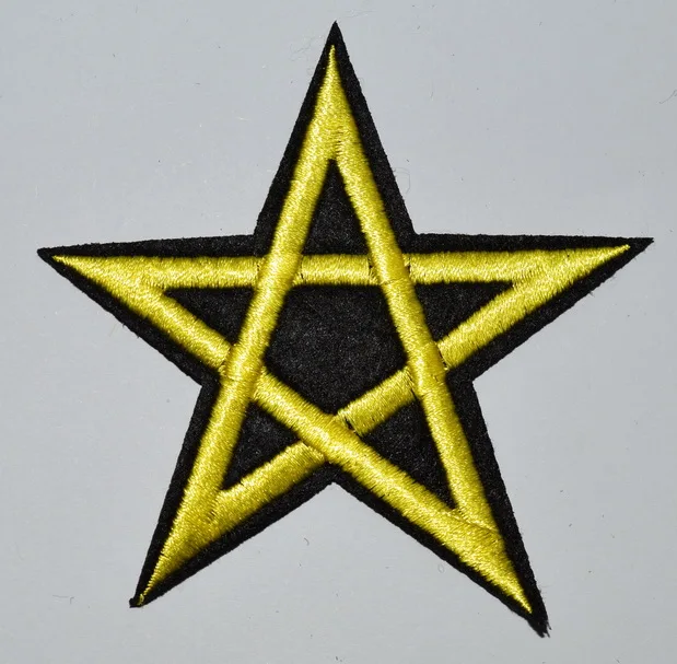 Hot! Yellow Star Pentagram pentacle satanic occult goth wicca witch applique iron-on patch (Size is about 7.7 cm) | Дом и сад