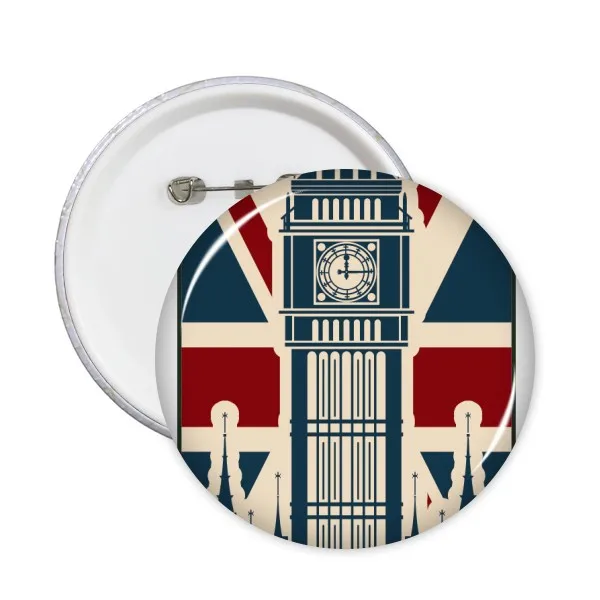 

London Big Ben Union Jack United Kingdom UK Round Pins Badge Button Clothing Decoration Gift 5pcs