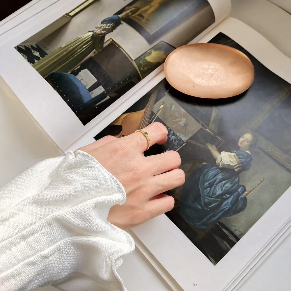 Новый подлинный S925 стерлингового серебра ювелирные украшения зеленый цирконий