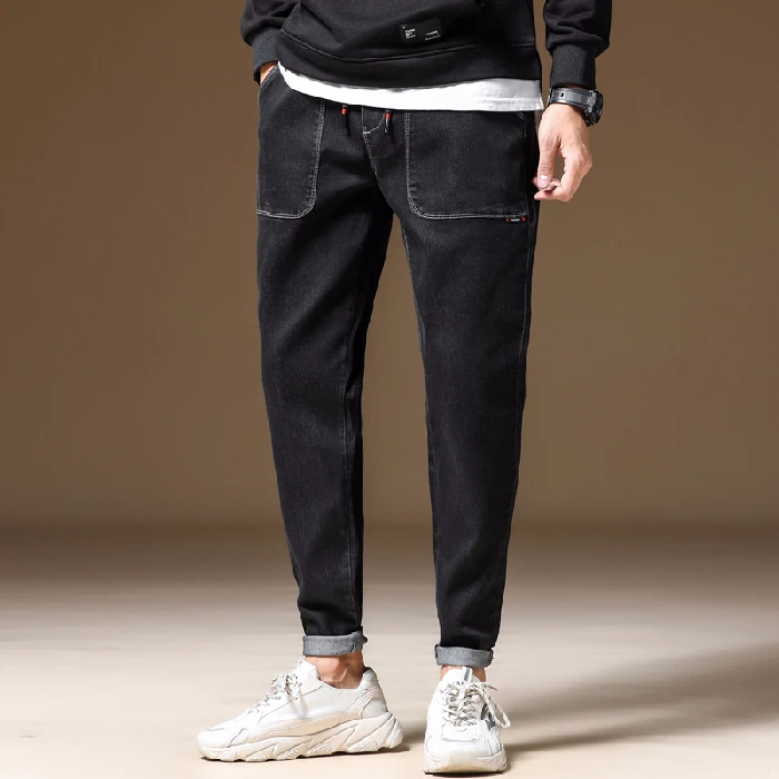 2019 осенние модные мужские узкие джинсы Мужские для отдыха джинсовые брюки |