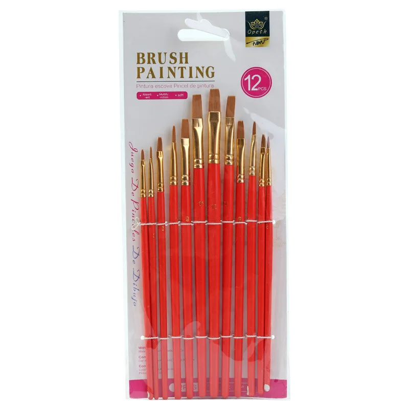 Brush Two Color Nylon Hair Round Flat Head Diy Acrylic Brush Art Supplies