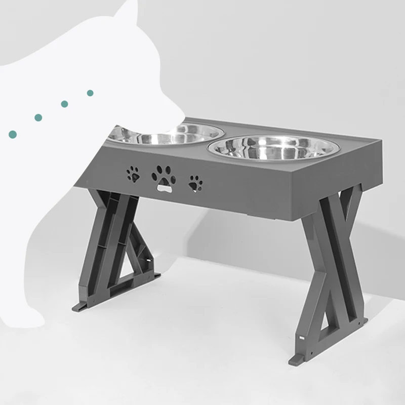 Чаша для корма собак нескользящая Регулируемая подставка из нержавеющей стали |