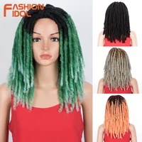 fashion idol 16 inch faux locs braiding hair wig ombre green dreadlocks crochet hair extensions synthetic wigs for black women