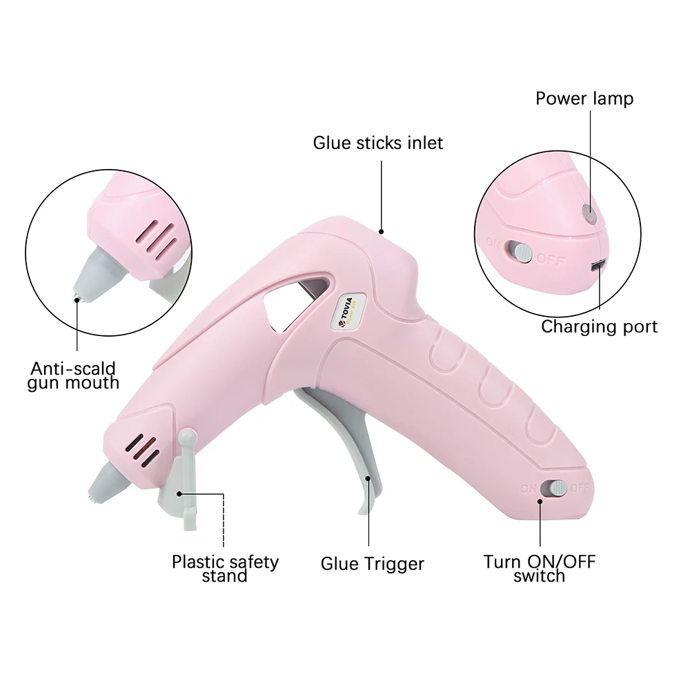 Беспроводной литий ионный термоклеевой пистолет TOVIA перезаряжаемый литиевый