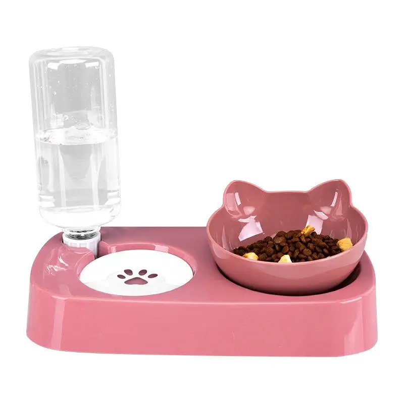 

Cat Bowl Water Dispenser Automatic 2-In-1 Feed Water Storage Dog Food Container Doggy Kitten Supplies Accessories Puppy Products