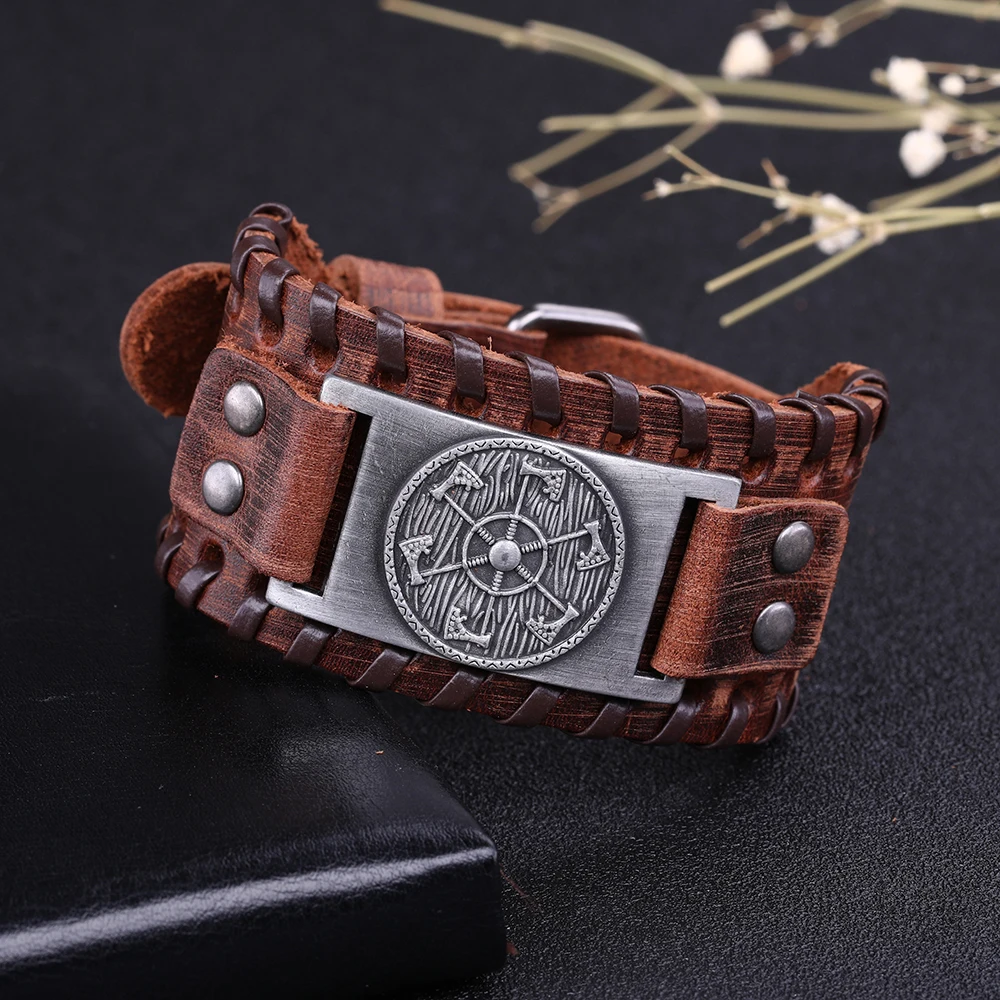 LIKGREAT щит грома топор скандинавский мифология мужские браслеты с подвесками