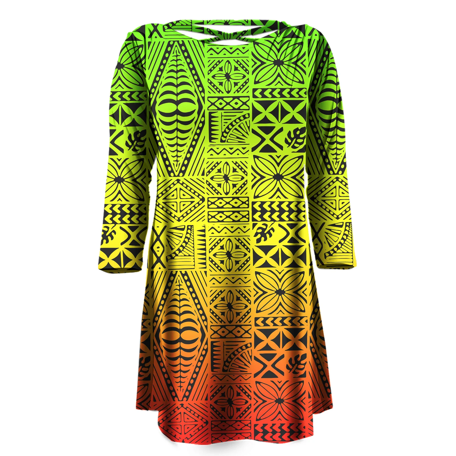 17 MOQ Самоанская одежда полинезийская Женская этническая тату в полоску Puletasi |