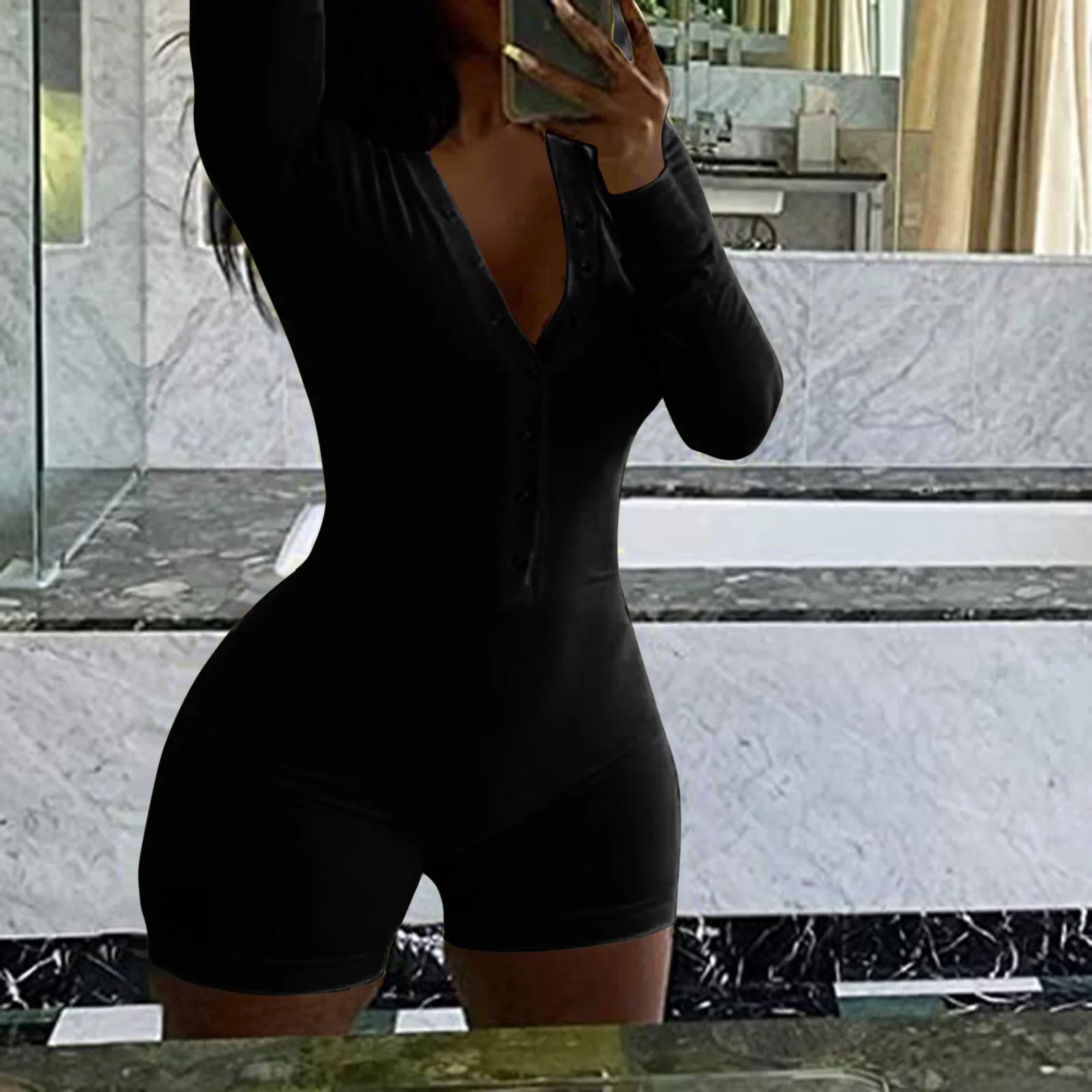 

Women's Button-down Sleepwear Onesies Functional Buttoned Flap Adults Jumpsuit Underwear Sexy Nightwear Pijamas De Mujer Famale