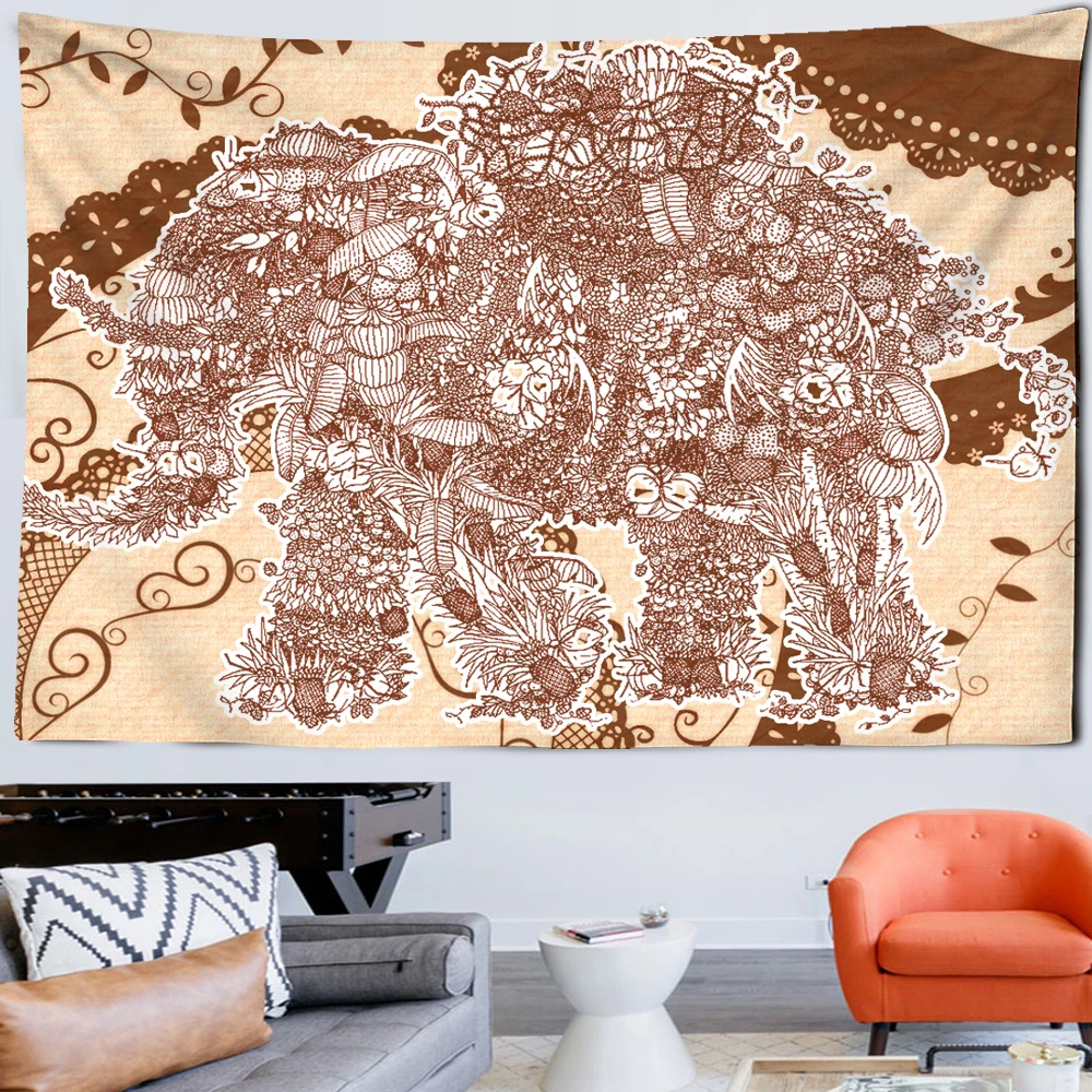 Красочные перламутровые гобелены слон 3D Мозаика Стиль хиппи бохо настенные