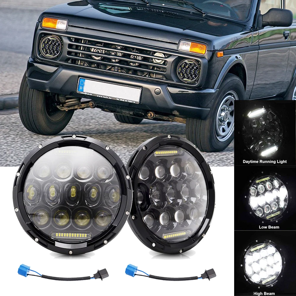 2 шт. 7-дюймовая светодиодная фара 280 Вт DRL 12 в 24 В Высокая Низкая для Lada Niva Offroad 4x4 Toyota