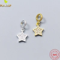 925 sterling silver zircon stars charms 18k gold plating bracelet necklace pendant diy jewelry findings accessories wholesale