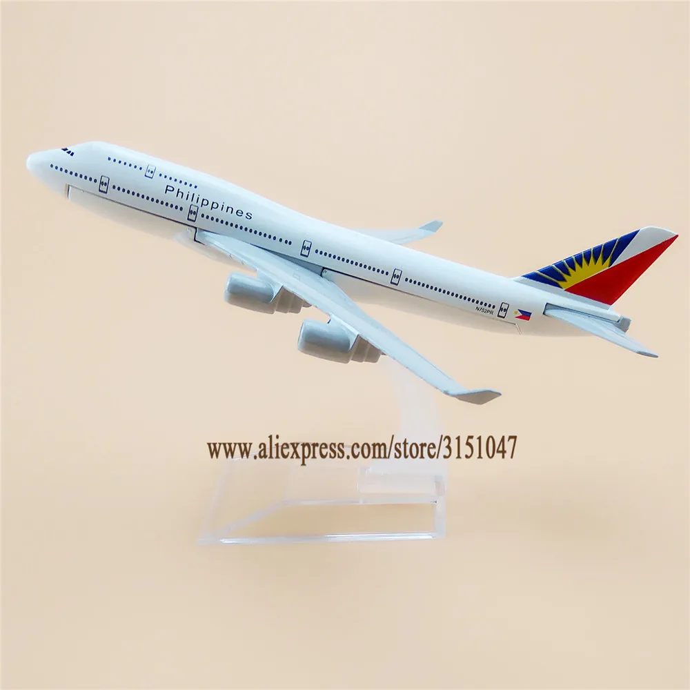 Модель самолета из металлического сплава 16 см Авиапочта Филиппины Боинг 747