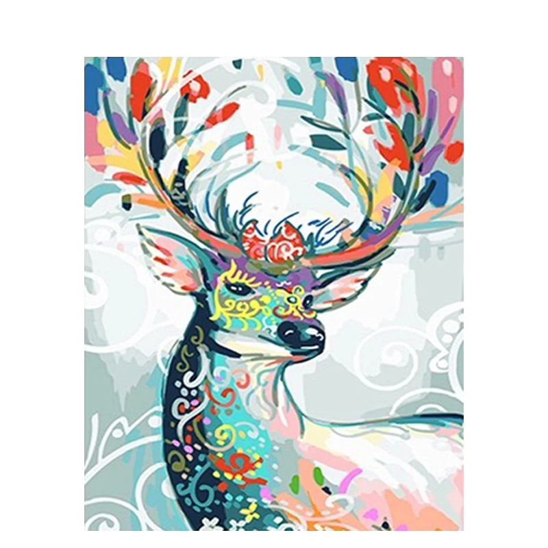 

Paint By number Deer On Canvas DIY Craft Kits With Frame HandPainted Drawing Acrylic Paint For Adults Coloring Home Decoration