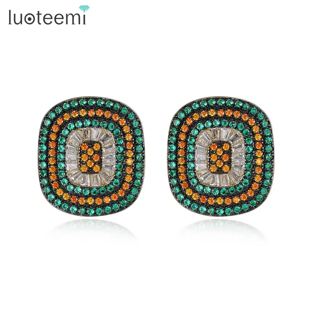 

LUOTEEMI Vintage Square Pave Cubic Stud Earrings for Women Fashion Jewelry Party Hip Hop Pendientes Bijoux Femme Christmas Gifts