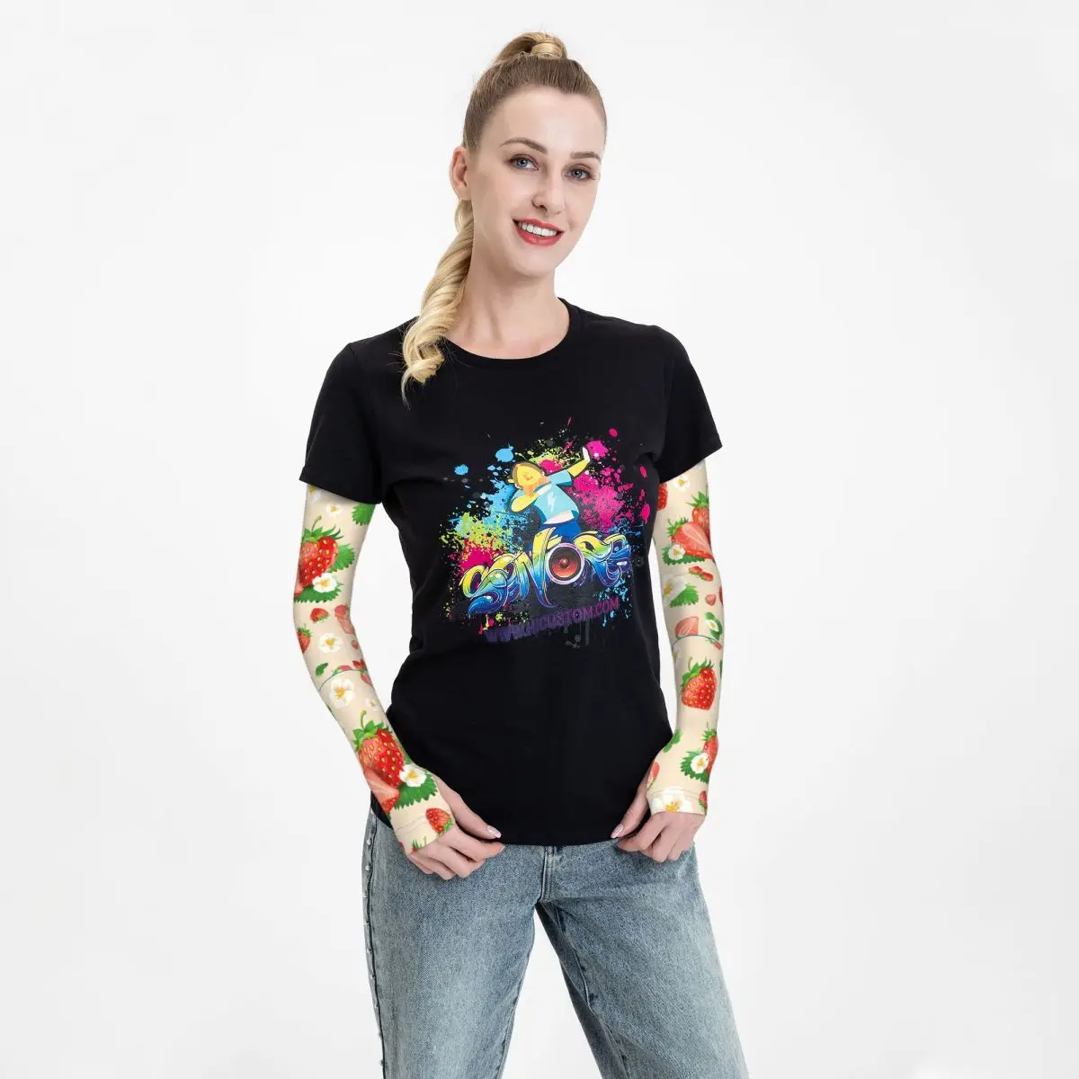 

Компрессионный рукав фруктовый WorthWhile для занятий спортом, для баскетбола, езды на велосипеде, летняя Защита от УФ лучей, охлаждающий рукав