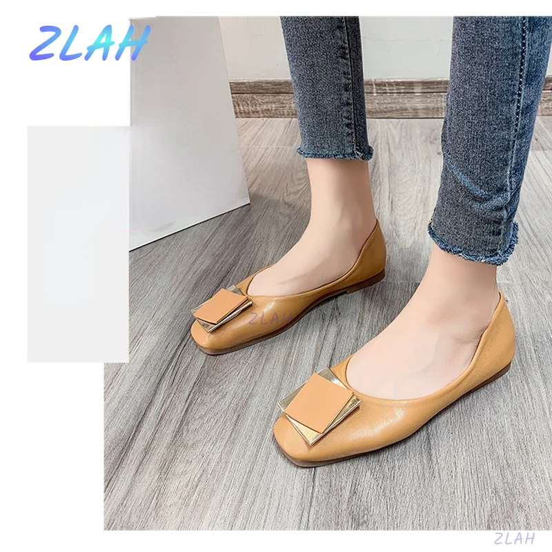 

New Women's Shallow Mouth Single Shoes All-match Women's Shoes Zlah Comfortable Flat Shoes Women's Loafers Women's Shoes