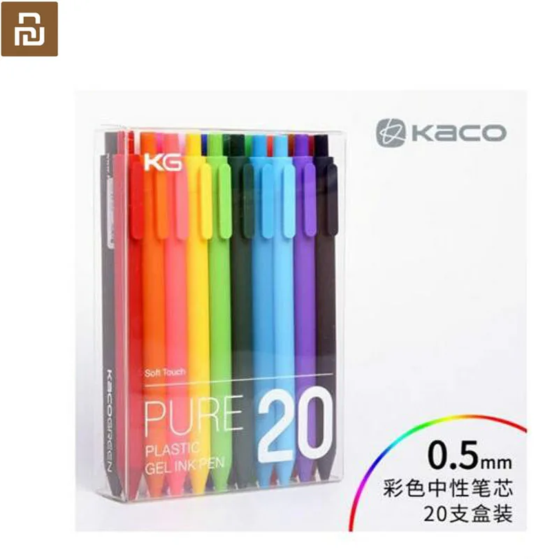 20 шт. Youpin ручка KACO Pure 0 5 мм 10 цветов гелевая мягкая сенсорная с подарочной ручкой