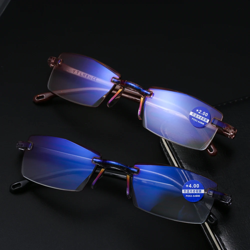 Унисекс ультралегкие очки для чтения без оправы с защитой от синего излучения