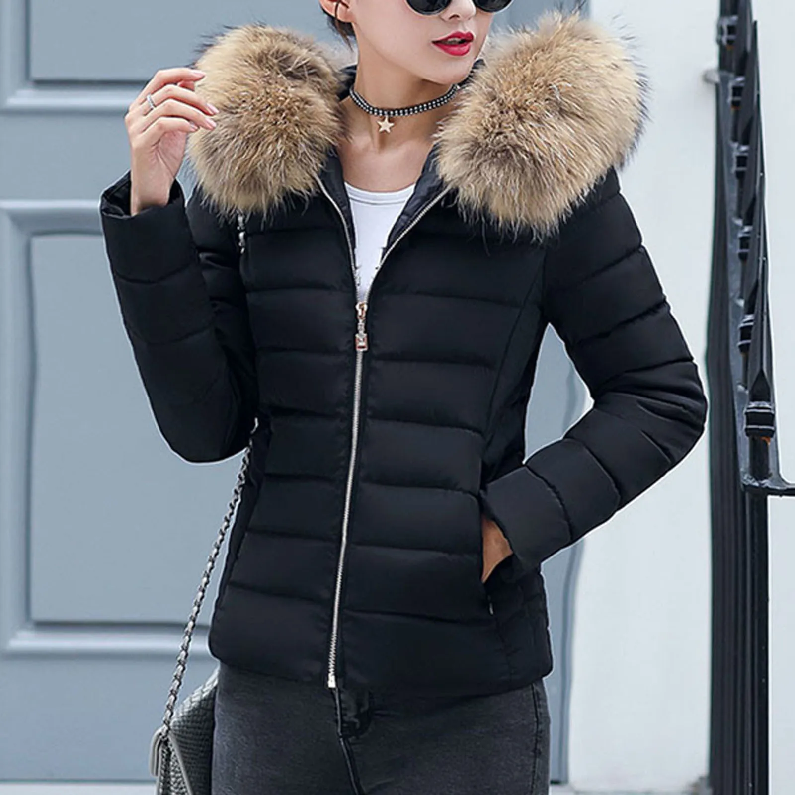Parka Women Thick Winter Warm Cotton Padded Jacket Coat Oversiezd 2021 Fashion Female Wool Collar Slim Parkas Outwear Korean