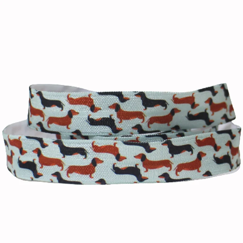 

50Yards 5/8" 16mm Cute Dog Printed Fold Over Elastic Ribbon DIY Handmade Hair Bows Party Decoration