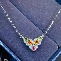 kjjeaxcmy fine jewelry 925 sterling silver inlaid natural colored sapphire female miss girl woman pendant necklace lovely