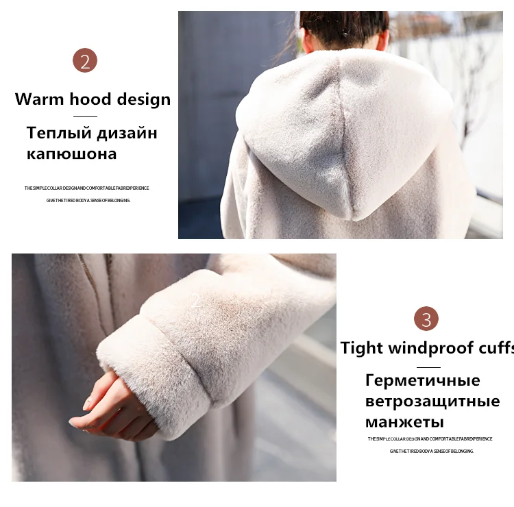 Зимнее пальто из искусственного кроличьего меха, Женское зимнее длинное пальто большого размера с капюшоном, Толстая теплая куртка из искусственного меха, женское свободное плюшевое пальто 426