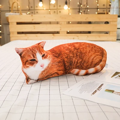 brown cat 1 шт. 50 см 3D подушка для кошек, милая моющаяся плюшевая подушка для кошек, детская игрушка, подушка для дивана, украшение для дома - Цвет: brown cat