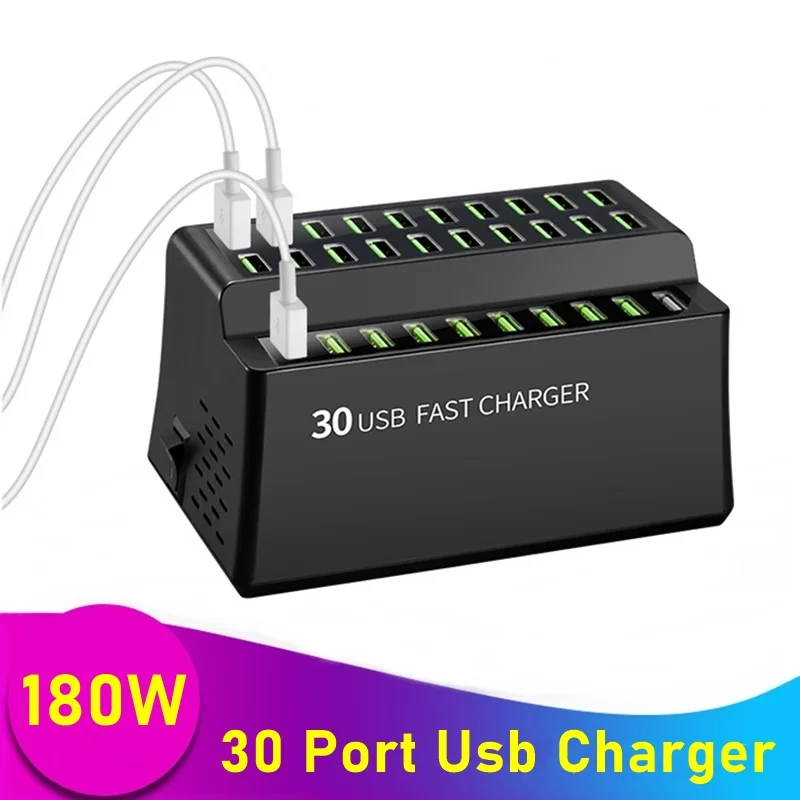 Универсальное зарядное устройство с несколькими USB-портами 180 Вт 30 портов USB