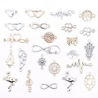 all wholesale diy gold color connectors charms for bracelets accessories multiple silver color charms connectors for jewelry