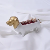 creative dachshund dog ring jewelry box ring storage rack gold display props ornaments cute dogs home accessories