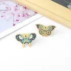 Маленькая Изысканная эмалированная металлическая брошь в стиле ретро с бабочкой, булавка, изысканная модная мультяшная синяя брошь в форме насекомого, мужская и женская Подарочная бижутерия