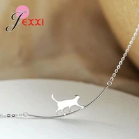 latest fashion 925 sterling silver cat pendant necklaces for women girls hot sale animal long necklace big sale